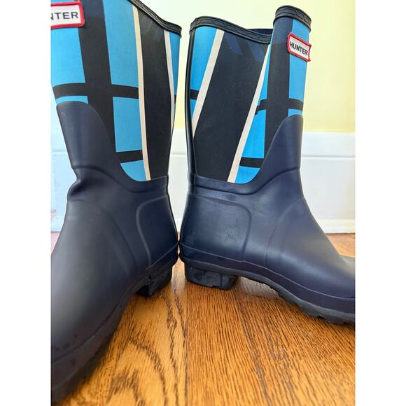 Hunter Women's Blue Plaid Rain Boots Size 8 - Picture 6 of 9